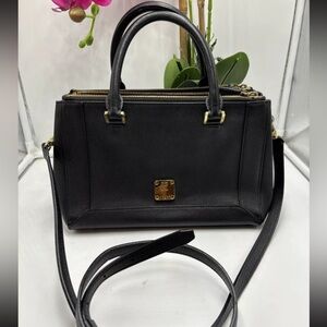 MCM Black Saffiano Bag Crossbody Strap Satchel